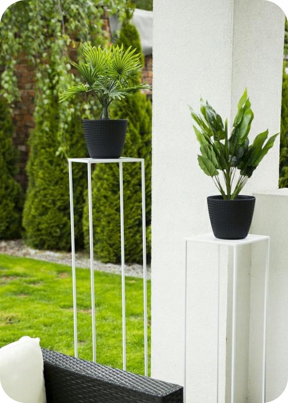 HowHomely Blumenständer Metall Weiss 100 cm Hoch - Solider und Robuster Blumenhocker Metall - Pflanz