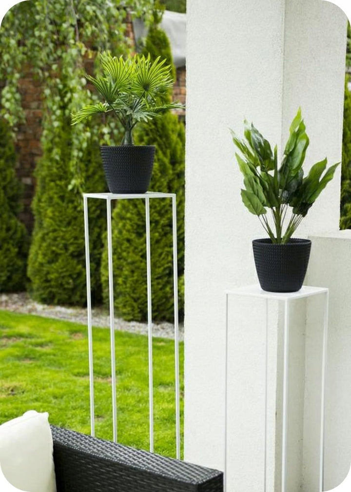 HowHomely Blumenständer Metall Weiss 100 cm Hoch - Solider und Robuster Blumenhocker Metall - Pflanz