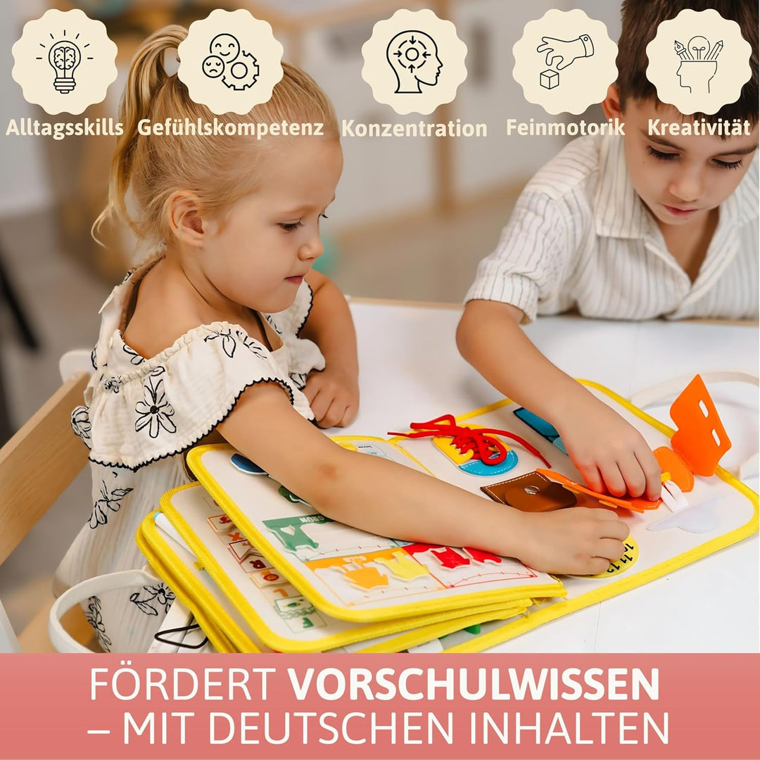 Lion’s Collection Montessori Busy Board Deutsch ab 3 Jahre – Busy Book & Activity Board für Kinder –