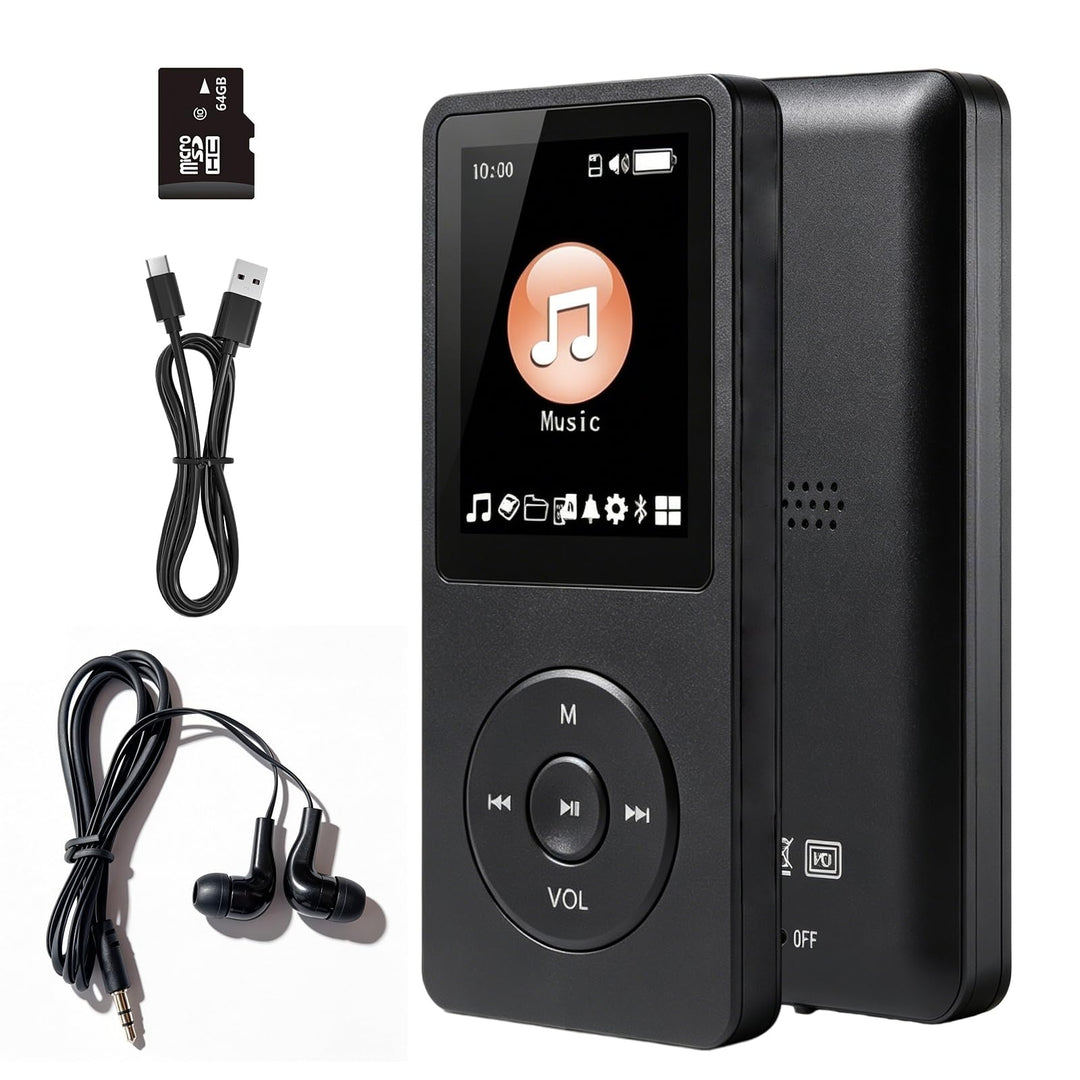 64GB MP3 Player, MP3-Player Bluetooth 5.0 mit 1,8" TFT-Farbbildschirm, Tragbarer Musik-Player mit La