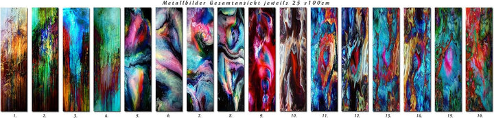 Bild auf Metall - 25 cm x 100 cm Moderne Kunst abstrakt - Kunstdruck auf leuchtend glänzenden Alumin