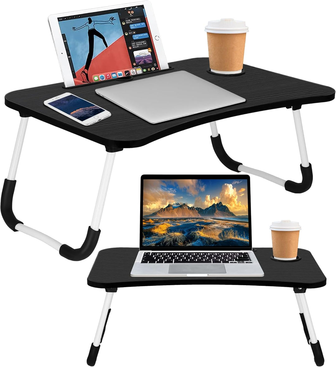 SPRINGOS Laptoptisch Notebook-Ständer Klappbarer Betttisch Schwarz 40 x 60 cm, Schwarz 40 x 60 cm