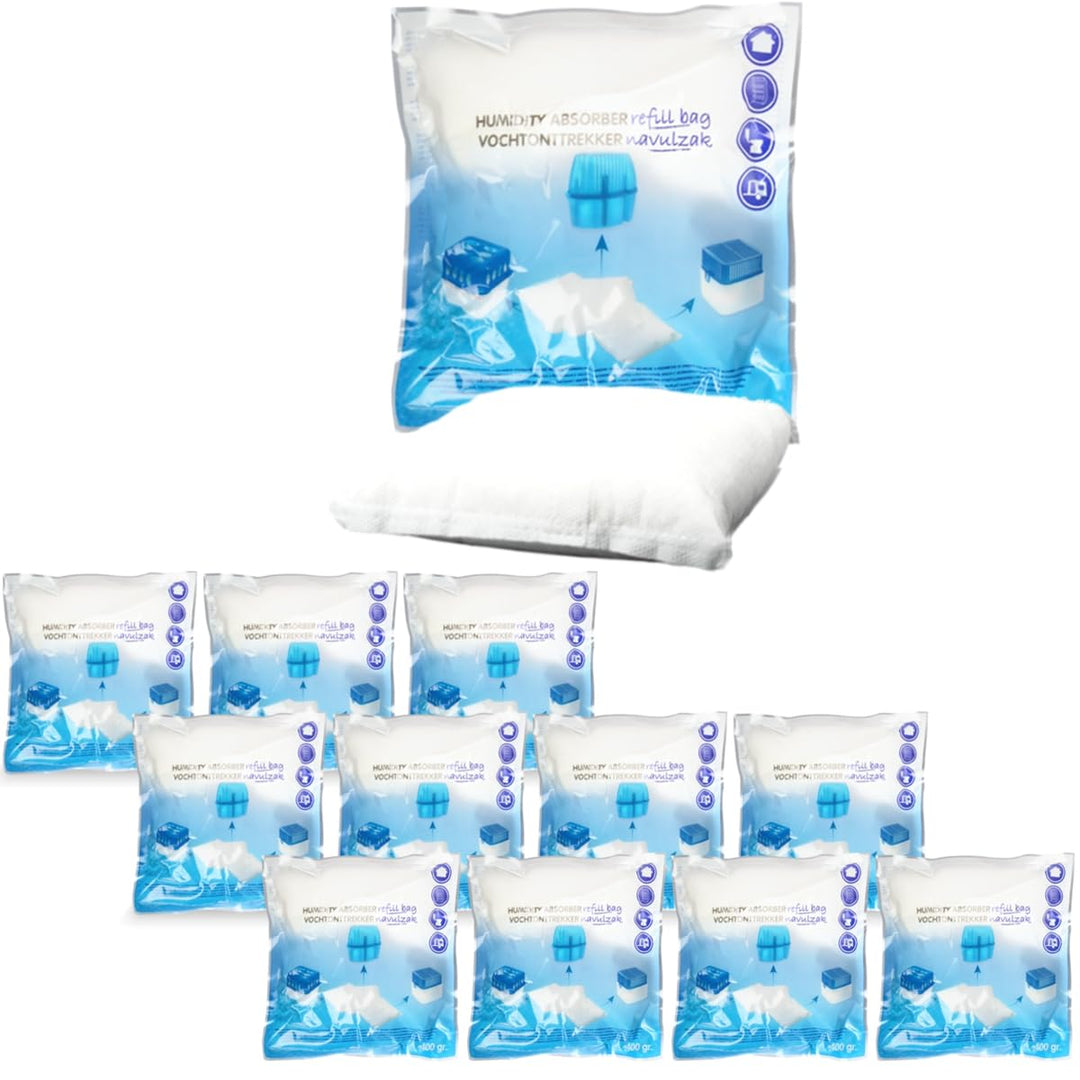 Stimo 12x Luftentfeuchter Nachfüllpack 400g Raumentfeuchter Feuchtigkeits-Stopper Granulat - Beutel