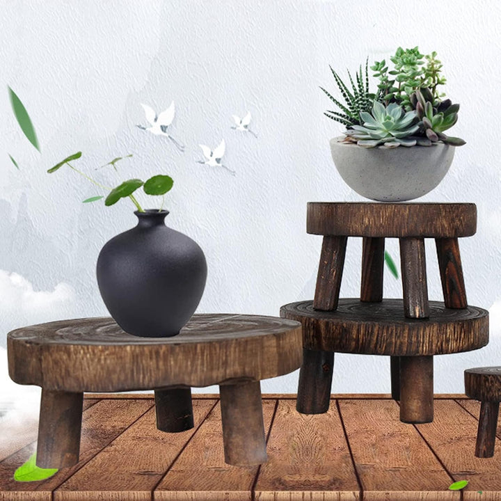 FIYSON Holz-Topfpflanzenständer Blumentopfhalter Holz Schemel Sukkulenten Ausstellungsständer Deko B