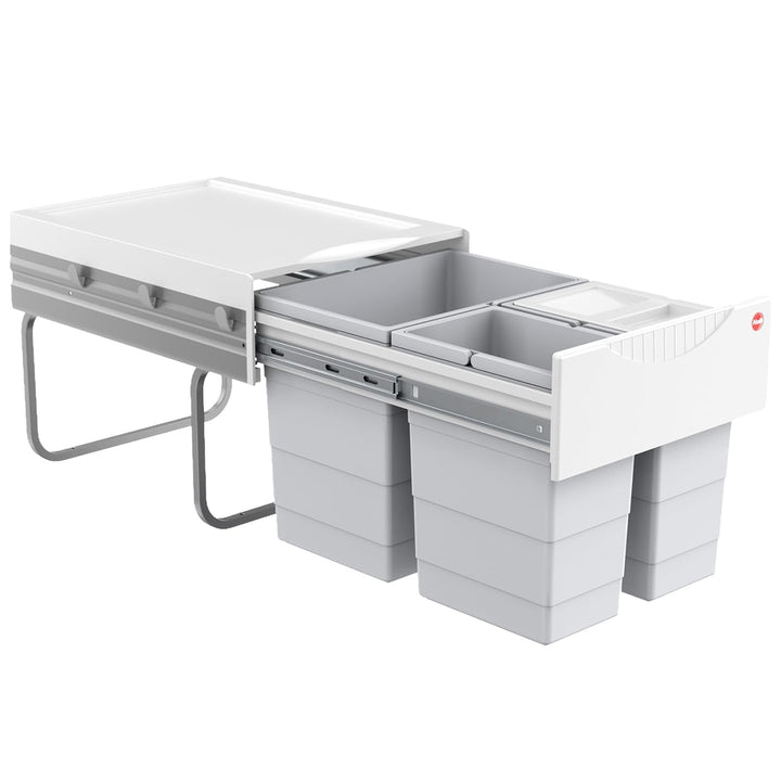 Hailo Raumspar Tandem Küchen-Abfalleimer, Plastik, Grau, One