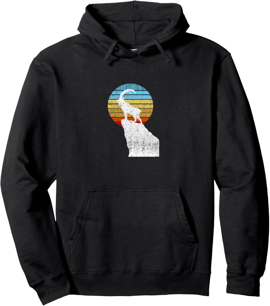 Vintage Steinbock Berge Wandern Klettern Camping Geschenk Pullover Hoodie