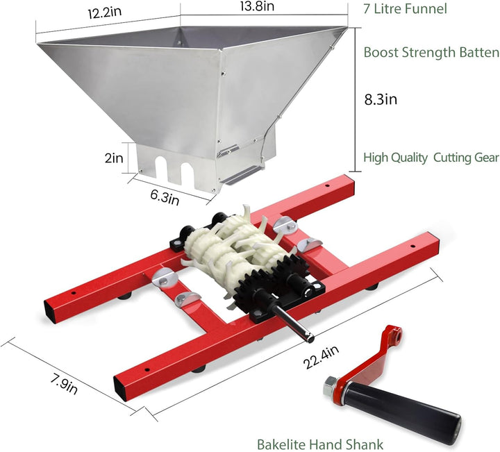 7L Obstmühle Edelstahl Apfelpresse Traubenmühle Maischemühle Fruchtbrecher Pulper Mühle mit Handkurb