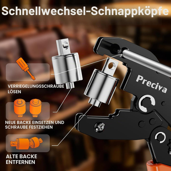 Preciva Ösenzange Set,Austauschbar Zangekopf Ösenpresse 400 Ösen (200pcs Ø6mm&amp;Ø10mm) mit Aufbewahrun