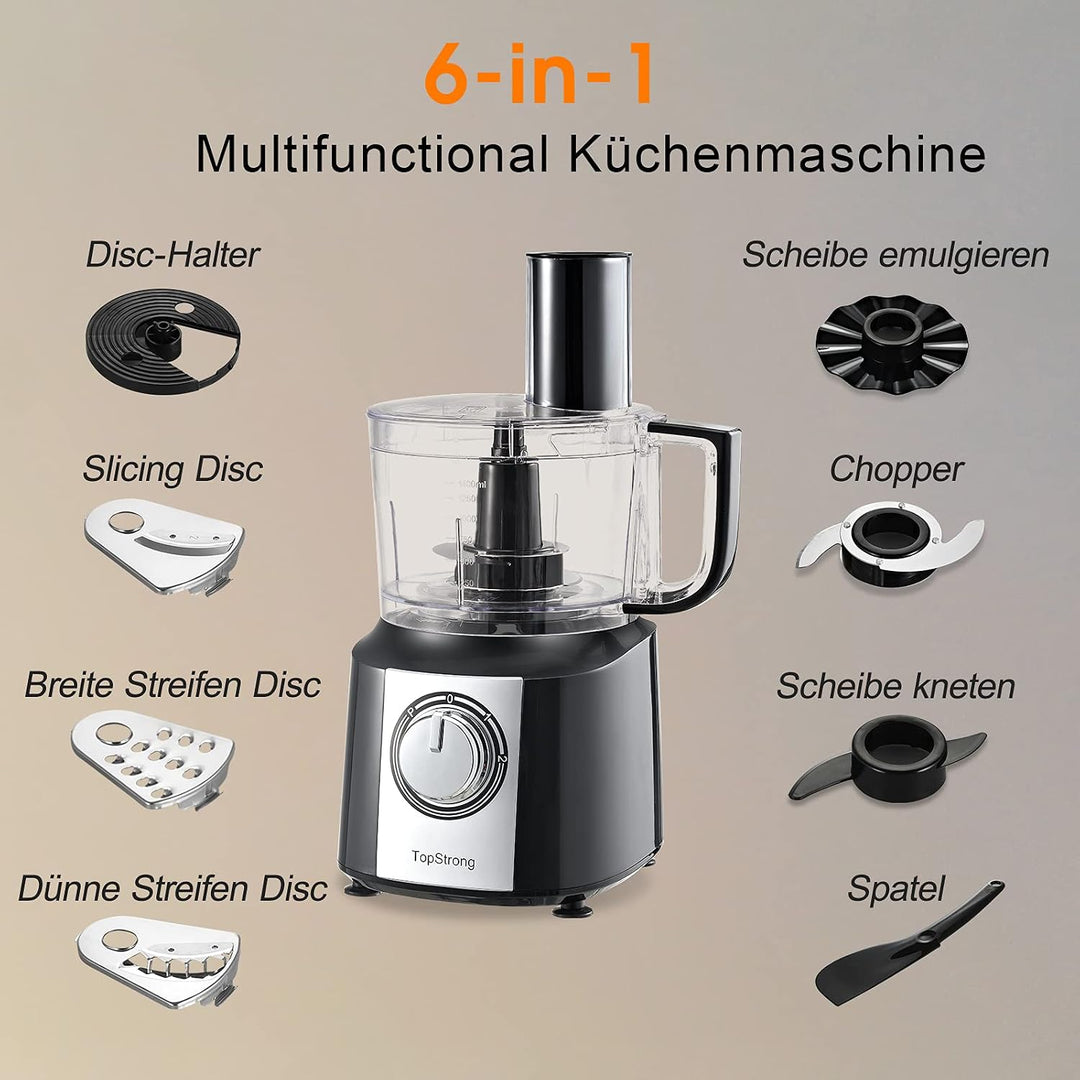 TopStrong Küchenmaschine, 800W küchenmaschine zerkleinerer, 2L Food Processor,Multizerkleinerer, Kom