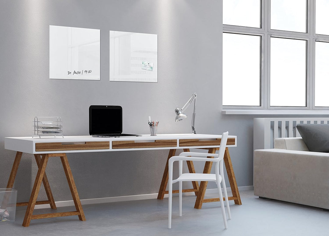 SIGEL GL111 Premium Glas-Magnettafel 48 x 48 cm super-weiss hochglänzend, TÜV geprüft, einfache Mont