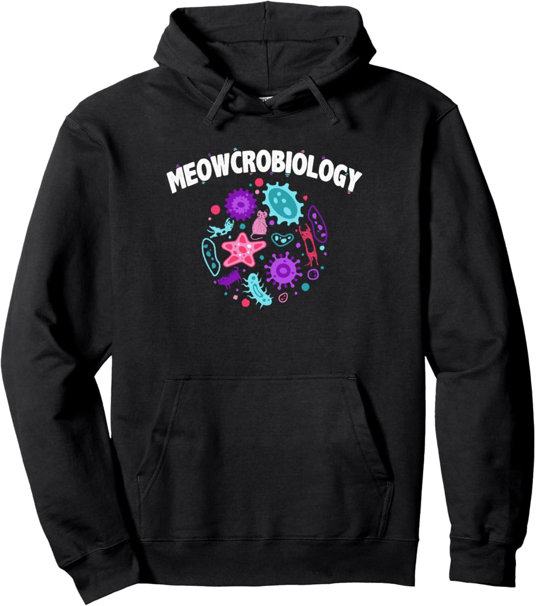 Meowcrobiology - Microbiology Science Funny Cat Lover Pullover Hoodie