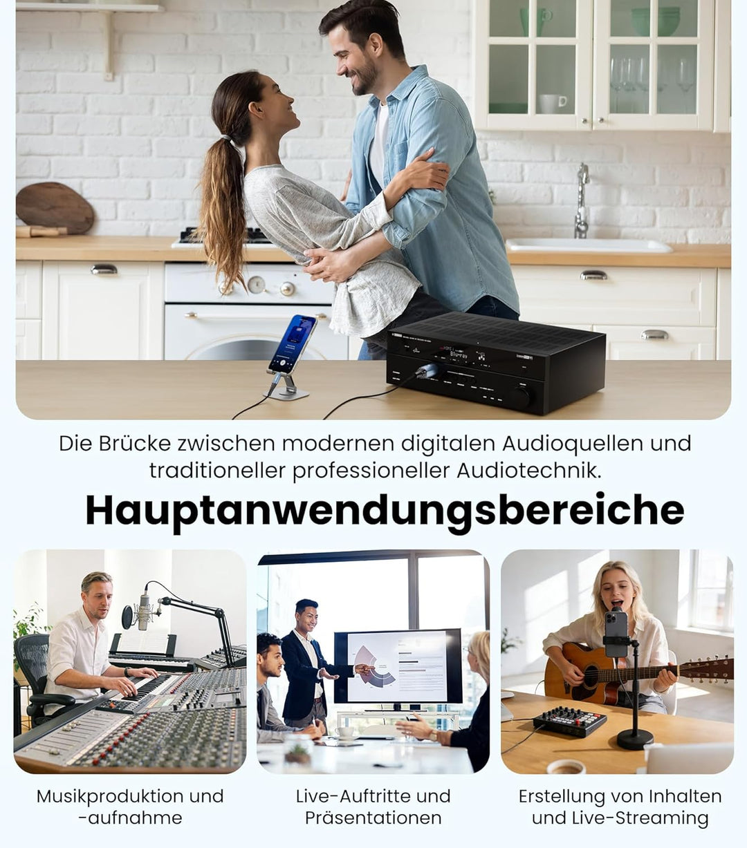 Tisino USB-C auf XLR Male Audio-Kabel 32 Bit/384 kHz DAC (3m), Digital-zu-Analog-Ausgang für Aktivla
