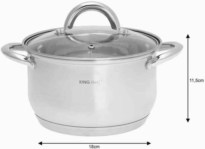 6-teilig Topfset mit Deckel Induktion Topf Glasdeckel Ø16,18,20cm, &amp;