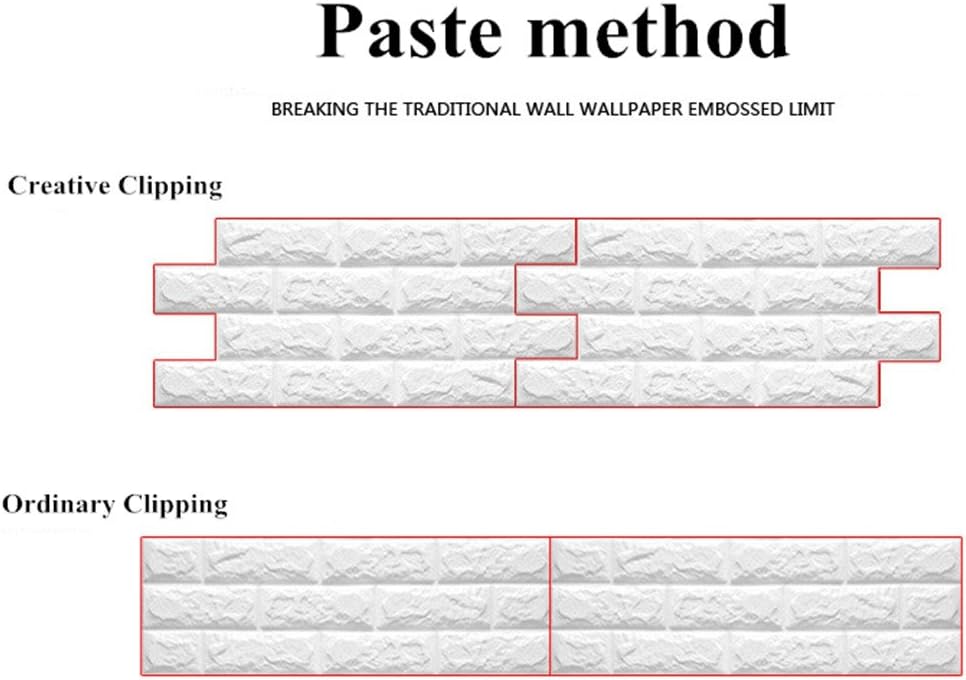 Leisu 3D tapeten wandsticker Wandpaneele selbstklebend weiss Ziegelstein-Tapete Brick Muster Tapete