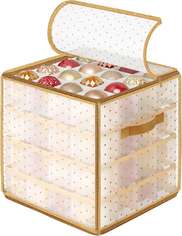 SONGMICS Aufbewahrungsbox für Weihnachtskugeln, Weihnachtskugeln Aufbewahrung, 64 Fächer je 7,6 cm,