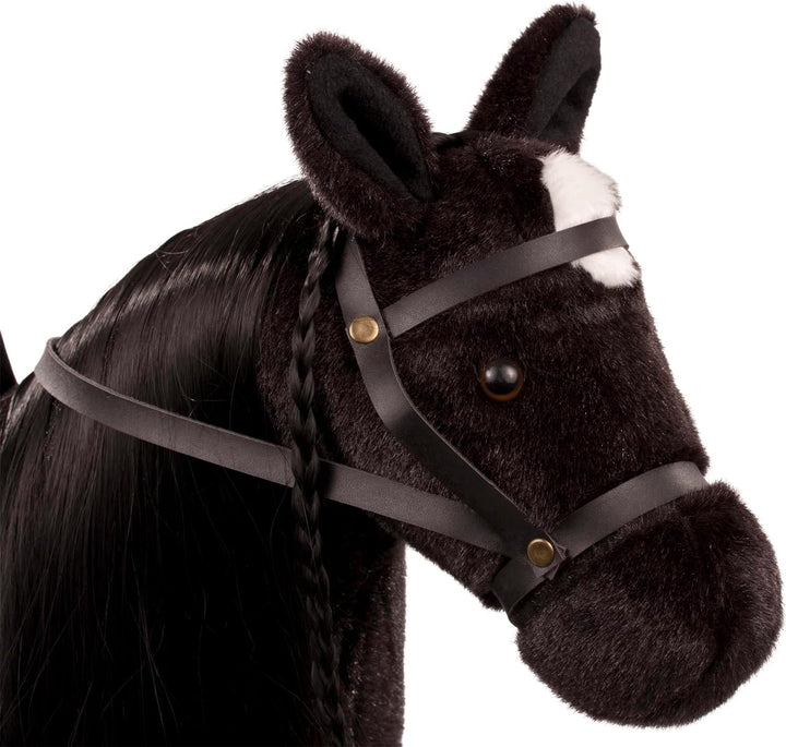 Götz 3402783 Kämmpferd Rappe Puppe - grosses Plüschpferd für Stehpuppen - Stockmass 37 cm - 52 cm gr