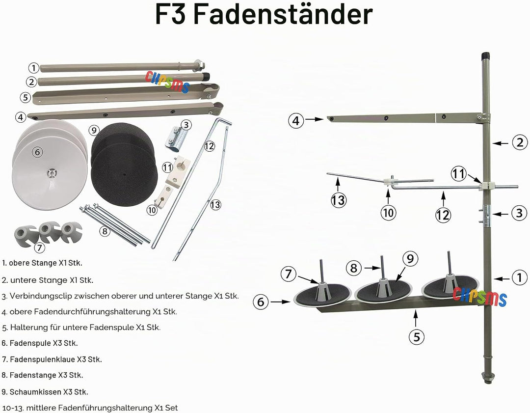 CKPSMS F3 Nähmaschinen-Garnständer, kompatibel mit Juki Brother, Marke Consew (F3), 1 Set, F3