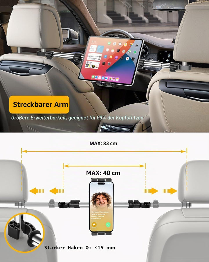 Auto Kopfstützen Tablet Halterung, woleyi Anti Shake KFZ Tablet Kopfstützenhalter mit 360° Drehbar f