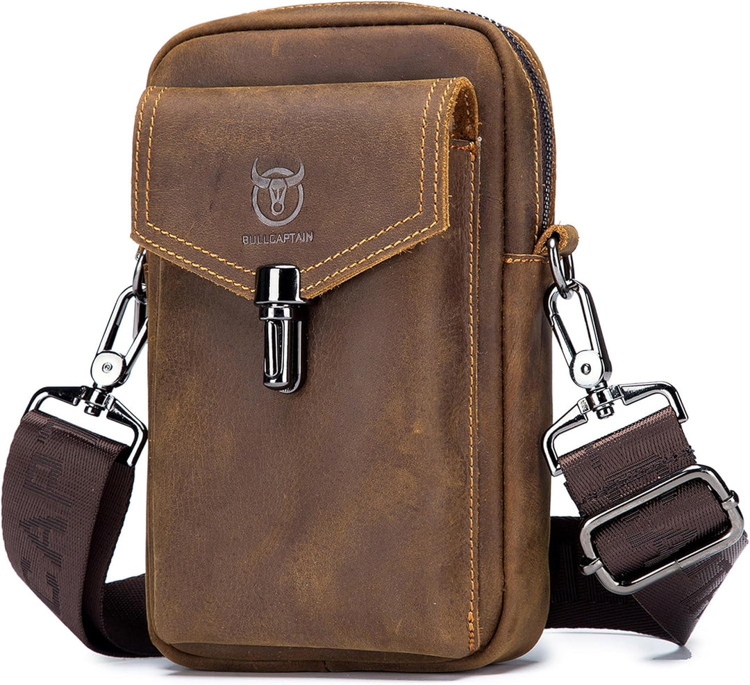 BAIGIO Handytasche Leder Vintage Gürteltasche Herren Hüfttasche Klein Schultertasche Umhängetasche R