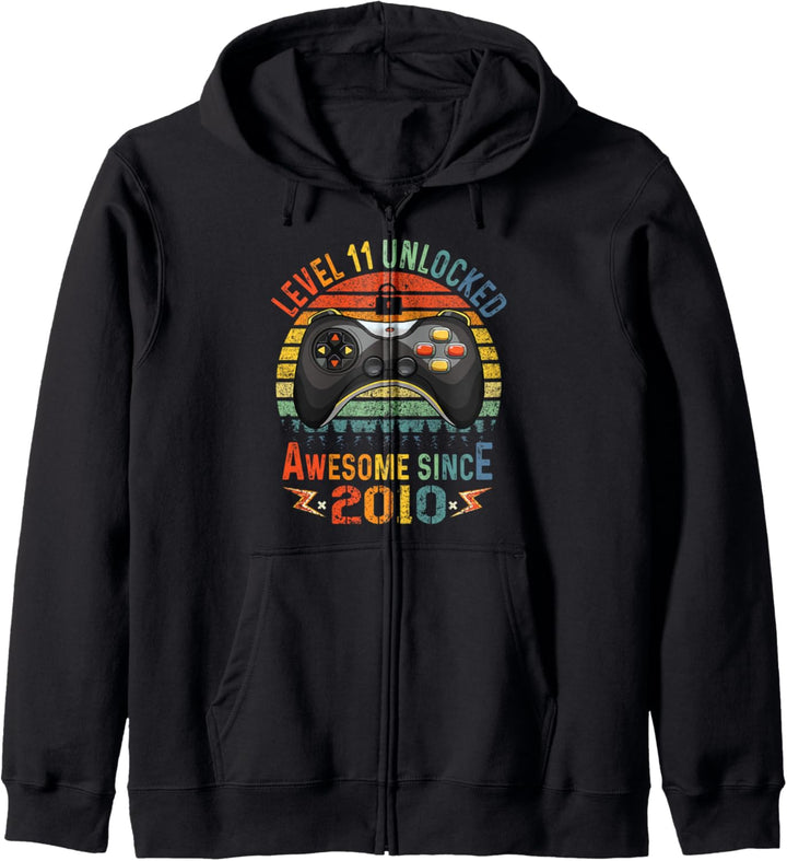 Level 11 Unlocked Video Gamer 11 Years Old 11th Birthday Boy Kapuzenjacke