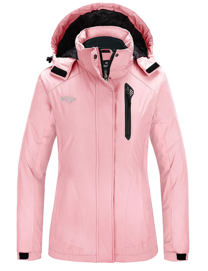 Wantdo Damen Winter Skijacke Warm Fleece Mantel Berg Snowboardjacke Outdoor Kapuzen Windbreaker Jack
