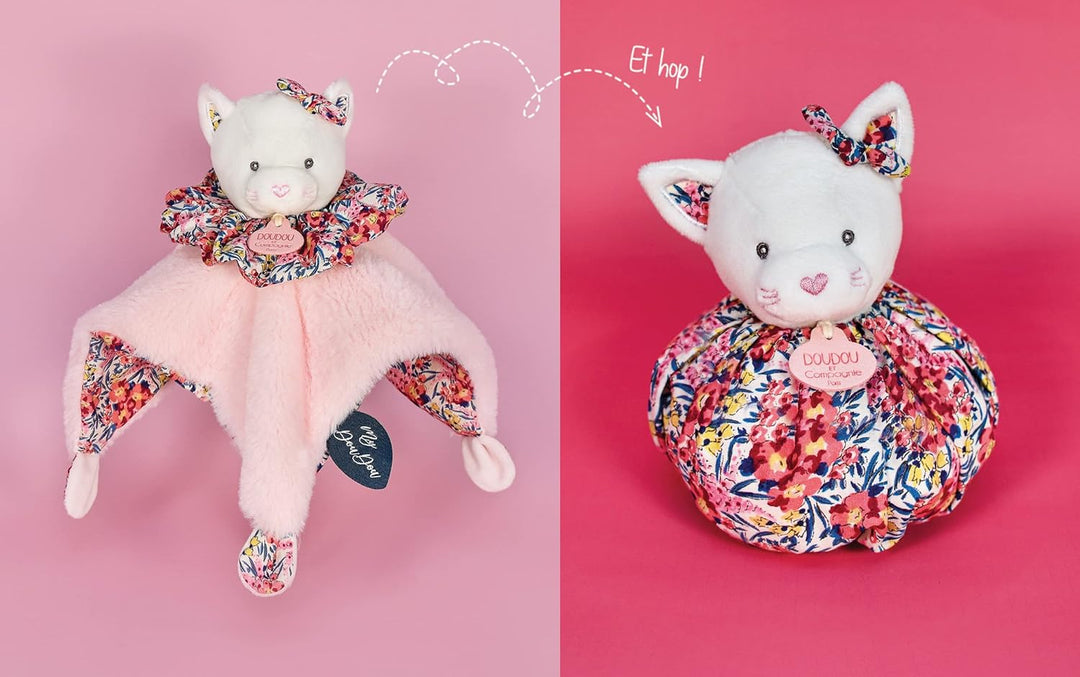 Doudou et Compagnie - DC3933 Kuscheltier mit Kugel, Rosa, 25 cm Rosa Katze, Rosa Katze