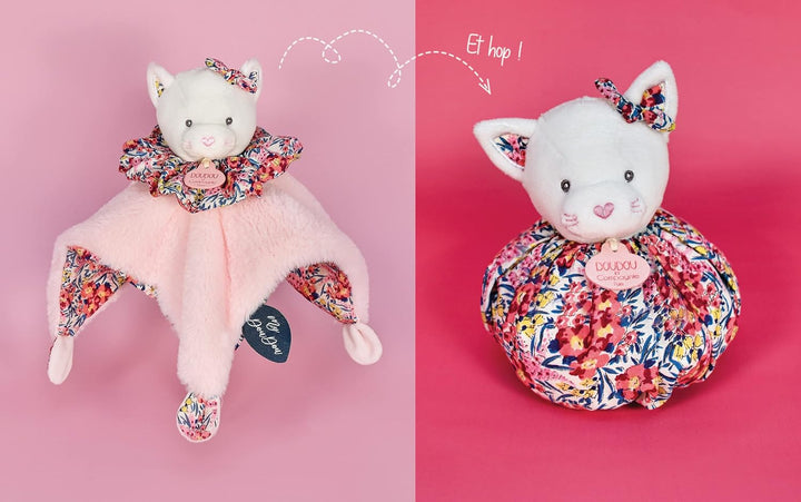 Doudou et Compagnie - DC3933 Kuscheltier mit Kugel, Rosa, 25 cm Rosa Katze, Rosa Katze