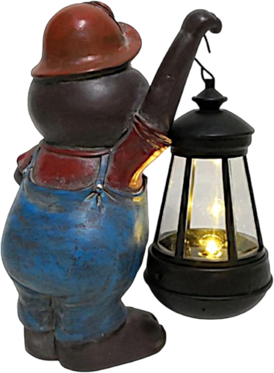 Arnusa Solar Maulwurf Figur mit LED Laterne – 21cm Gartenfigur aus Polyresin – warmweisses Licht – S