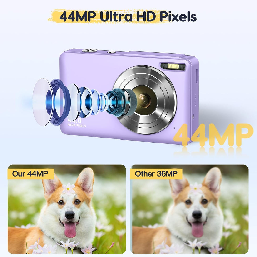Digitalkamera 44MP Fotokamera FHD 1080P Fotoapparat mit 32G Karte 16X Digitalzoom Digital Kamera mit