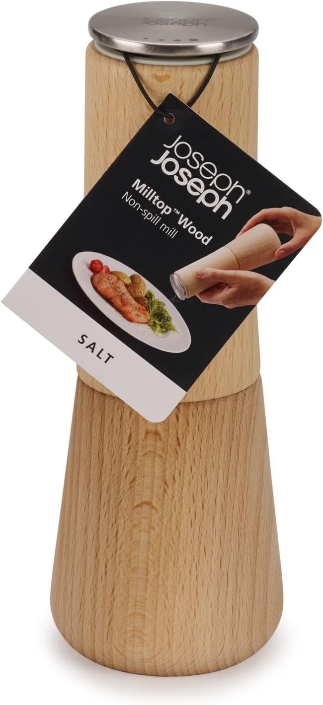 Joseph Joseph Milltop™ Wood Krümelfreie Salzmühle Buche Holz Individuelles Salz, Buche Holz Individu