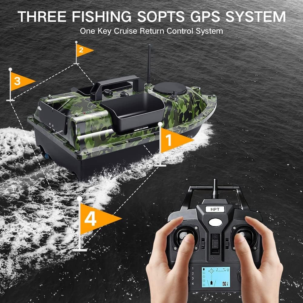 12000mAh 500m GPS futterboot mit 3 Katapultbuchten. Köderboote zum Karpfenangeln mit GPS, 16 Speiche