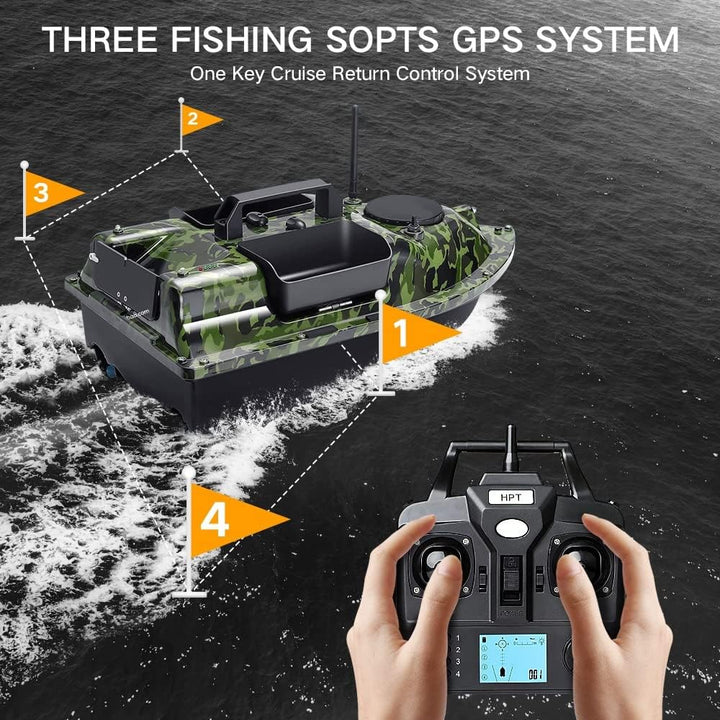 12000mAh 500m GPS futterboot mit 3 Katapultbuchten. Köderboote zum Karpfenangeln mit GPS, 16 Speiche