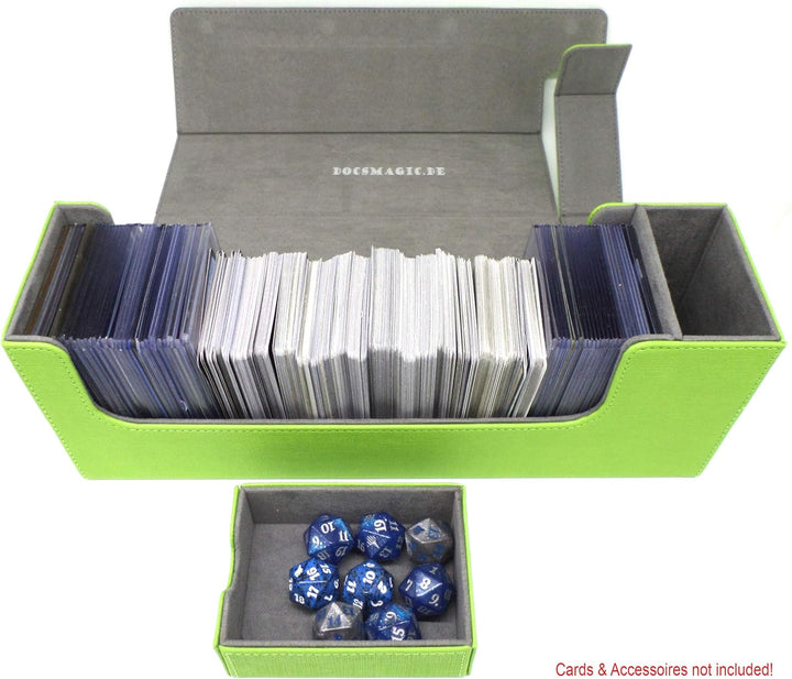 docsmagic.de Premium Magnetic Tray Long Box Light Green Medium + 3 Flip Boxes - Hellgrün Medium + 3