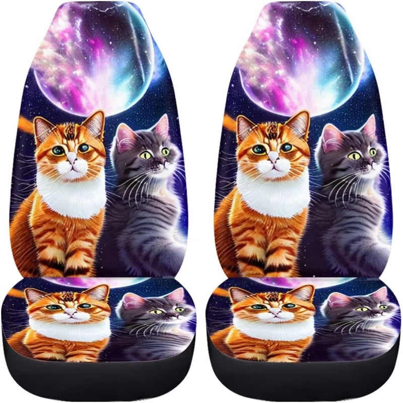 chaqlin Galaxy Planet Katze Autositzbezug, 2 Stück, Universal-Vordersitz-Schutzbezug, Sternennacht,