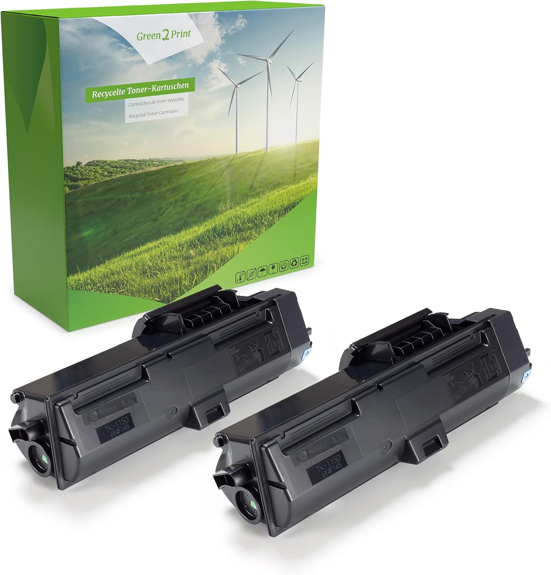 Green2Print Toner Doppelpack, 2 Kartuschen 2X 3000 Seiten ersetzt Kyocera TK-1150, 1T02RT0NL0 passen