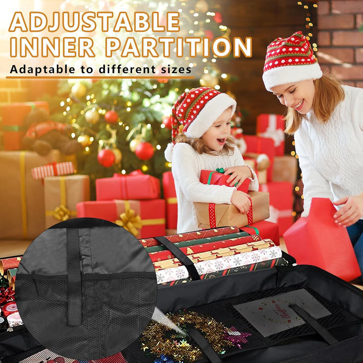 CHRI Geschenkpapier Aufbewahrung Organizer, 82x12x34cm Aufbewahrung mit Netztaschen 600D Oxford Reis