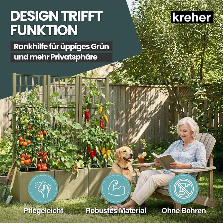 2 x Kreher® XL Rankgitter, Spalier mit Pflanzkasten aus robustem Kunststoff. In verschiedenen Grösse