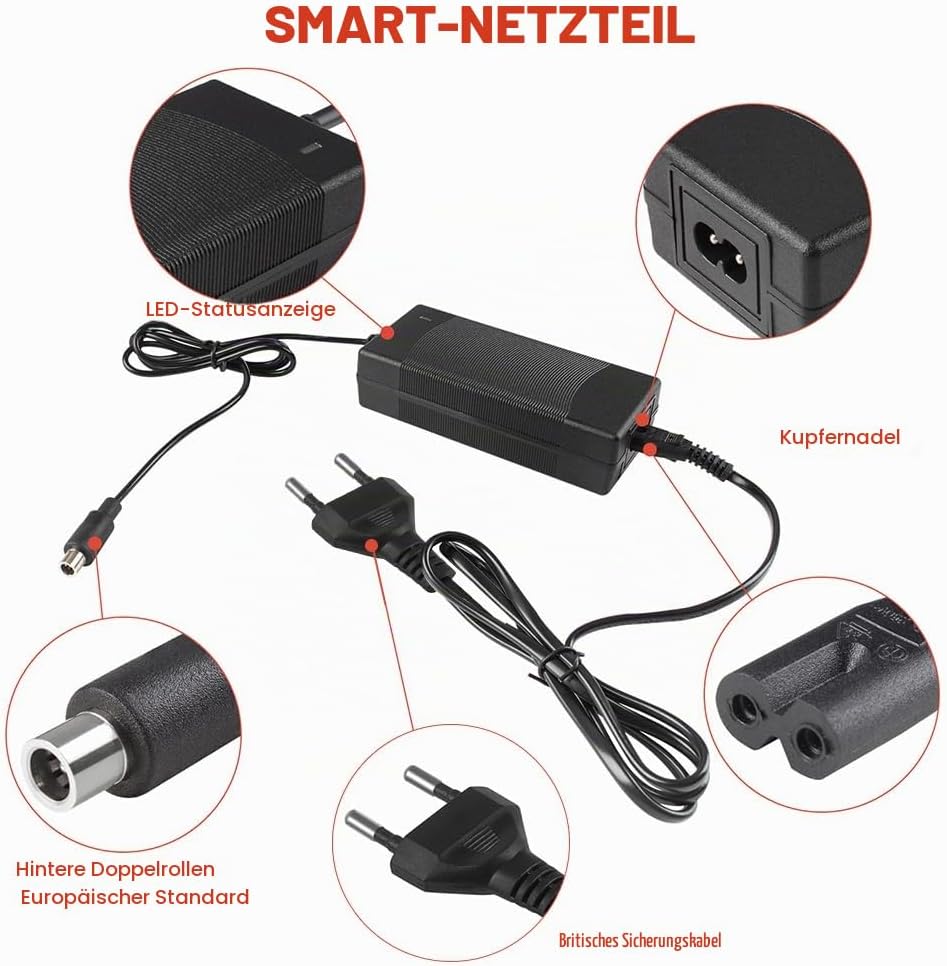 Ladegerät für Xiaomi M365/Pro/Mi 3/1s, Ladegeräte für Scooter, Universelles E Scooter Ladegerät mit