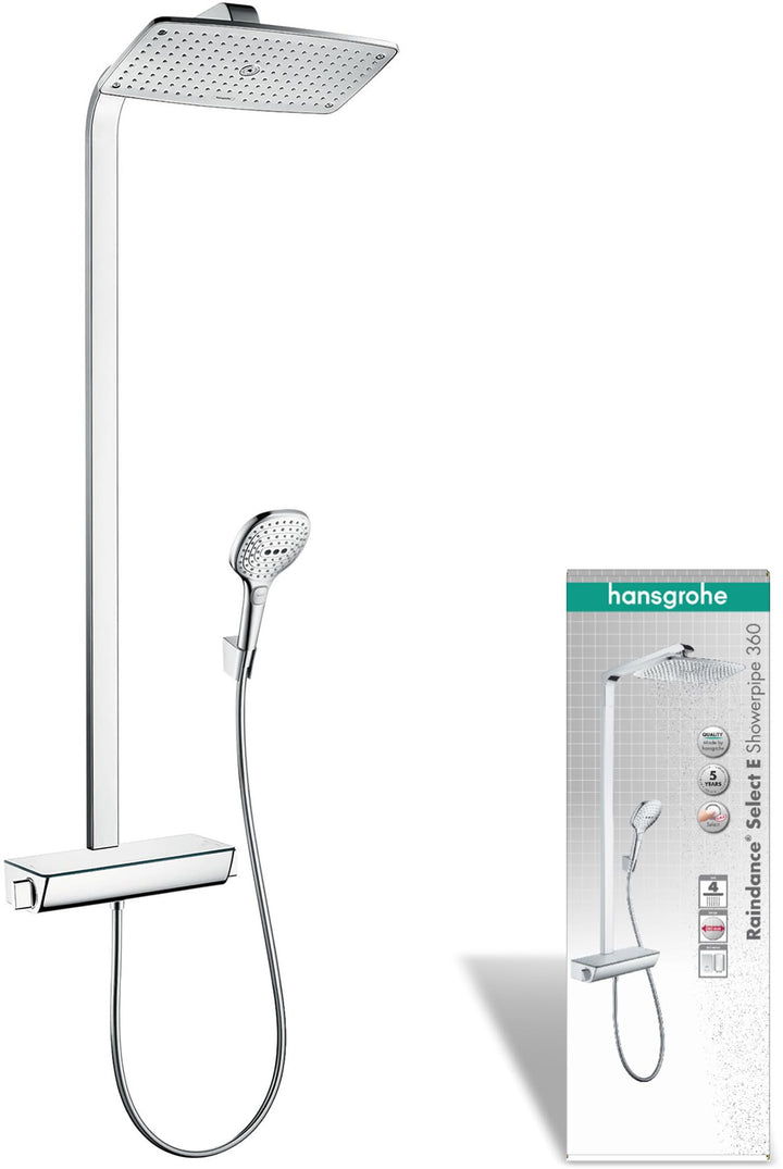 hansgrohe Duschsystem Raindance Select E 360 (Regendusche mit 3 Strahlarten, Duschkopf, Duschstange