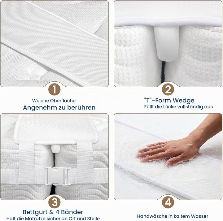 FeelAtHome 30,5 cm Liebesbrücke zum Verbinden von Zwei Einzelbetten zu einem Doppelbett - Matratzenk