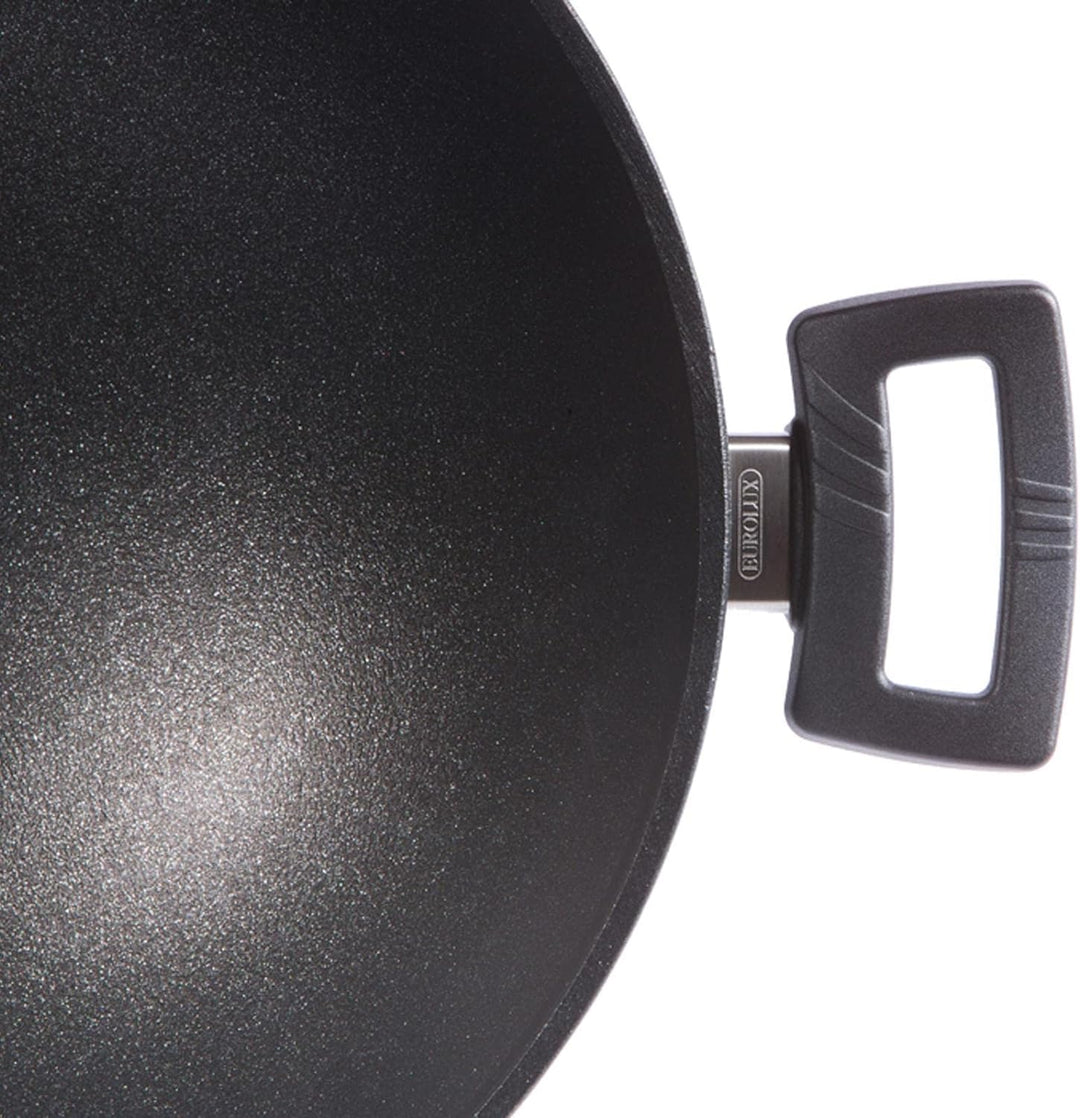 Eurolux Wok Induktion Set mit Glas-Deckel Ø 32 cm - grosse induktionsgeeignete Guss-Wokpfanne mit Ce