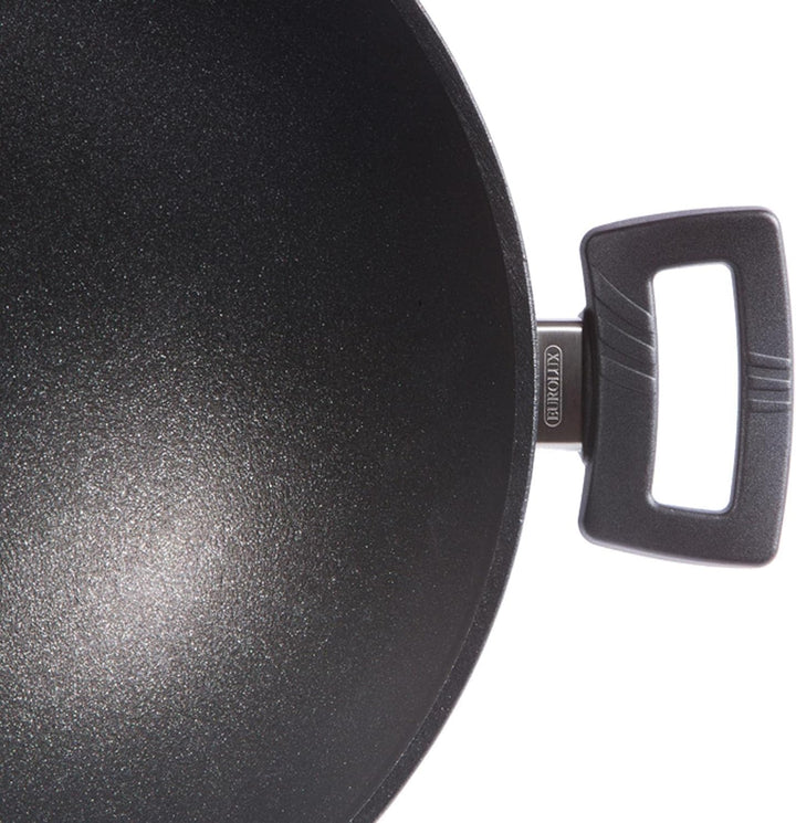 Eurolux Wok Induktion Set mit Glas-Deckel Ø 32 cm - grosse induktionsgeeignete Guss-Wokpfanne mit Ce