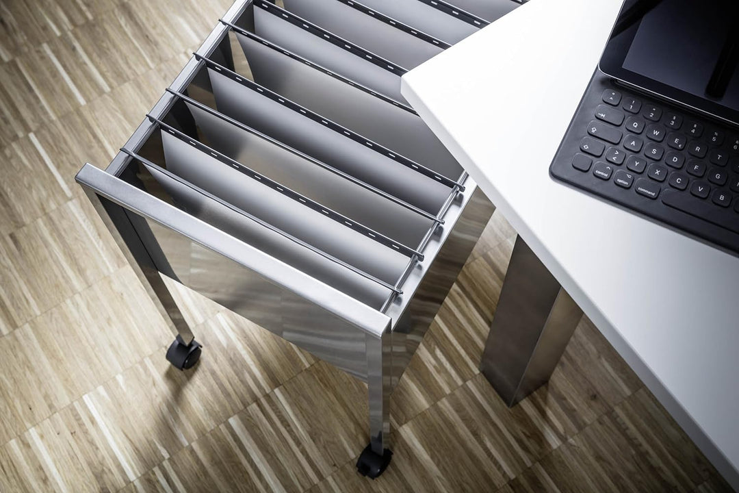 Durable Eco Hängemappenwagen 80 A4, silber, aus kratzfestem Stahl, 655 x 592 x 368 mm, 309523 Offen