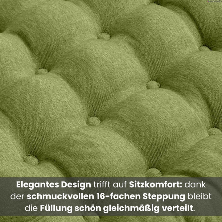 wometo 4er Set Sitzkissen Stuhl40x40 - grün grasgrün Sitzauflage Auflage Polster Stuhlkissen Sitzpol