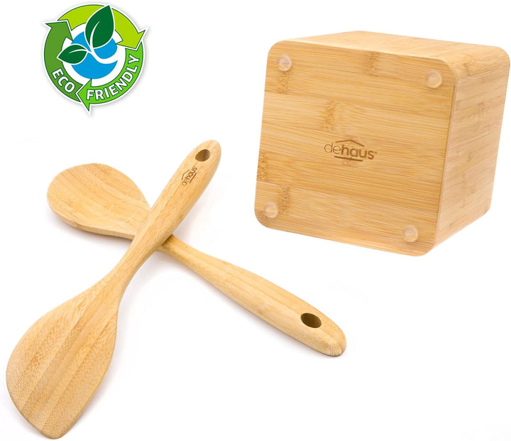 Dehaus® Gross Stilvolle Bambus Küchenutensilienhalter, Küchen Organizer, Besteckkorb, Besteckhalter
