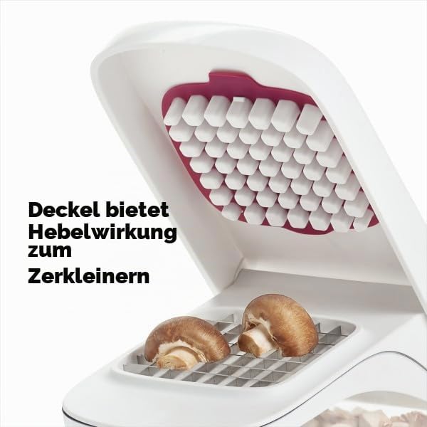 OXO Good Grips Gemüseschneider/Zwiebelhacker mit Klingen aus Edelstahl (Weiss und Transparent) Pour