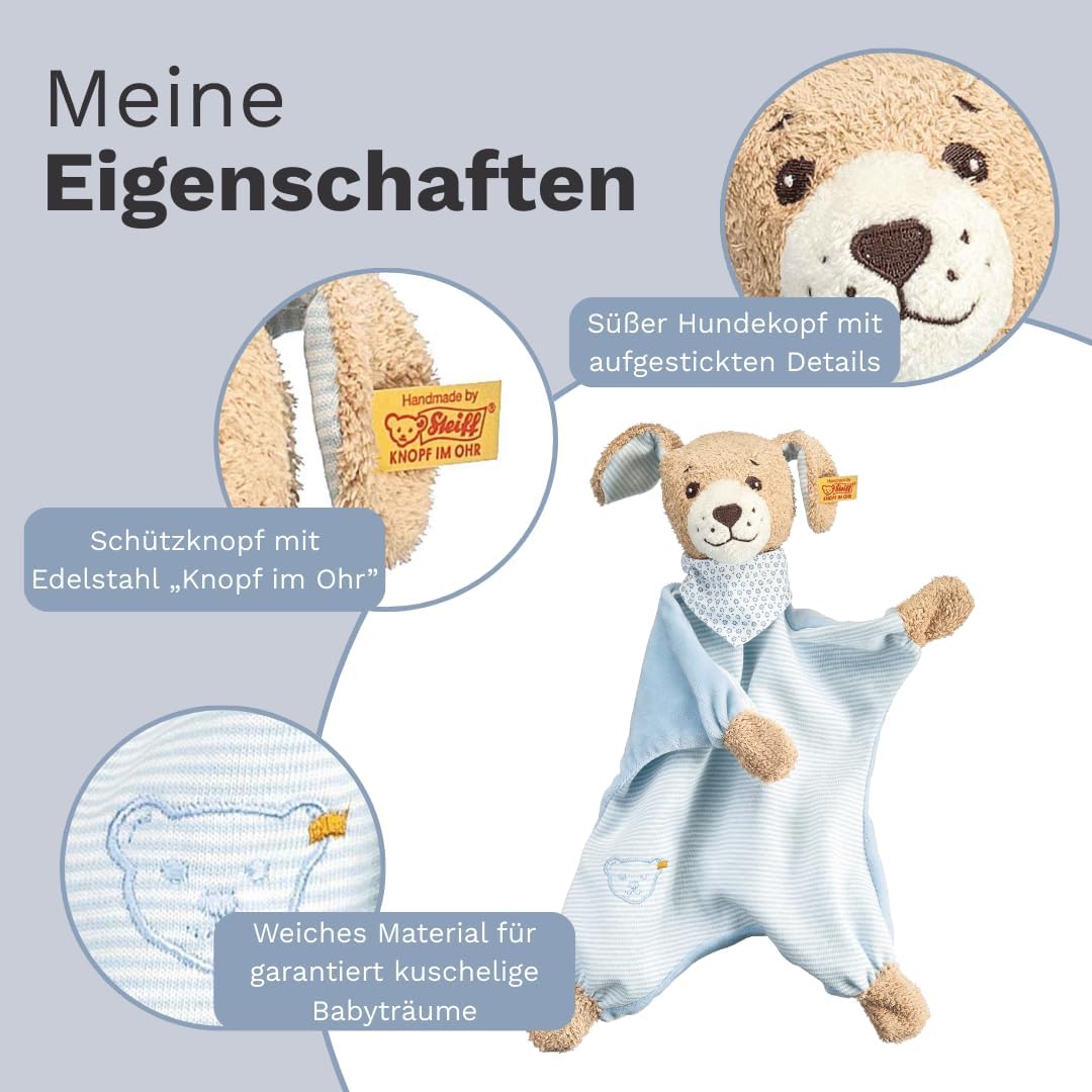 Steiff 239694 Gute-Nacht-Hund Schmusetuch Plüschtier, Mehrfarbig, Medium, Mehrfarbig