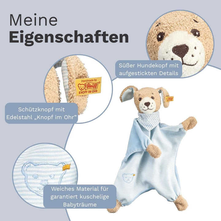 Steiff 239694 Gute-Nacht-Hund Schmusetuch Plüschtier, Mehrfarbig, Medium, Mehrfarbig