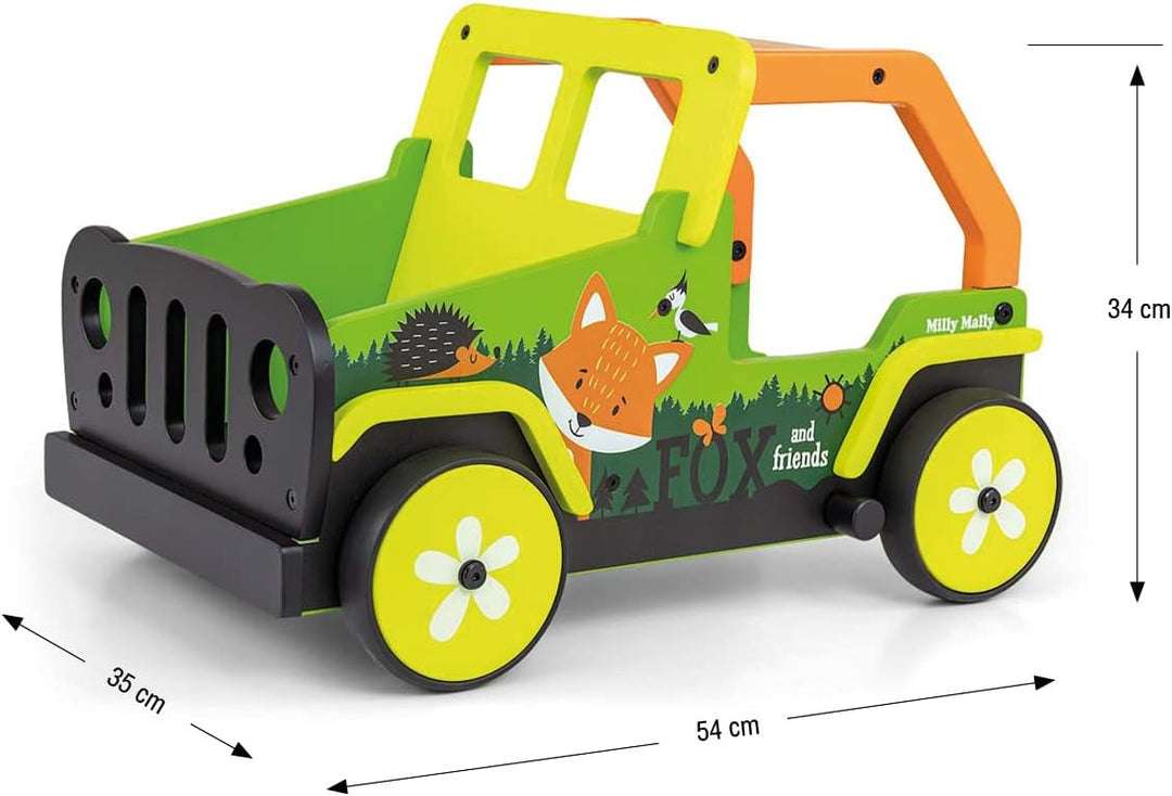 Milly Mally Explorer Kinder Lauflernwagen Holz Baby Push Pull Lauflernhilfe Spielzeug für 1-3 Jahre