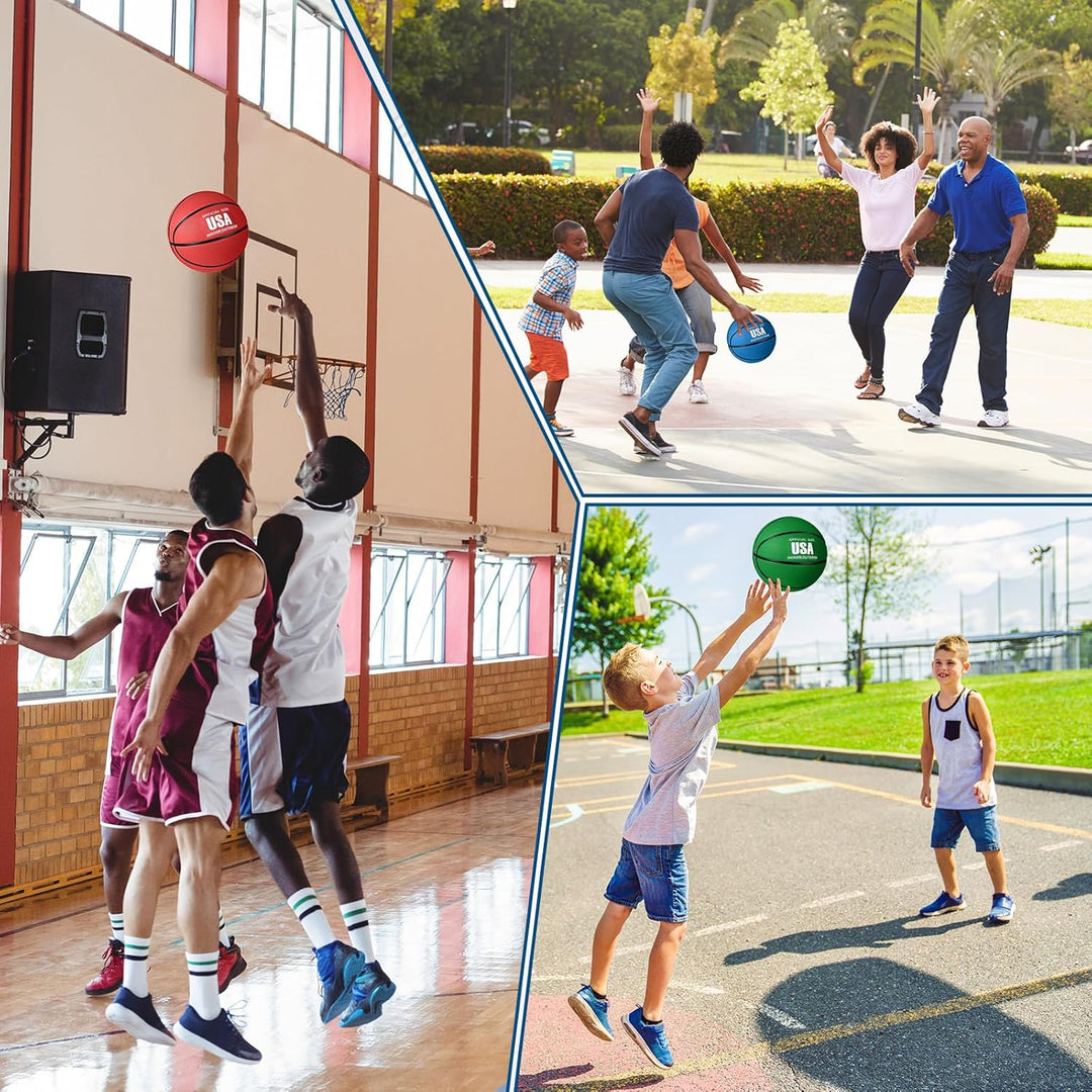 Jenaai 6 Stück Gummi-Basketbälle, offizielle Grösse, mehrfarbig, Korbbälle mit Pumpe, einfarbiges Ba
